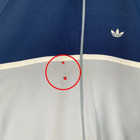 70's~ adidas アディダス トラックジャケット 襟付き ネイビー グレー 台湾製 Size L 福生店