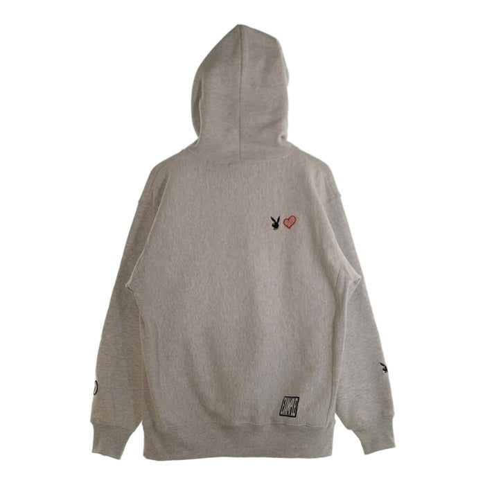EXAMPLE エグザンプル PLAYBOY プレイボーイ プルオーバー フーディー パーカー アッシュグレー Size XL 福生店