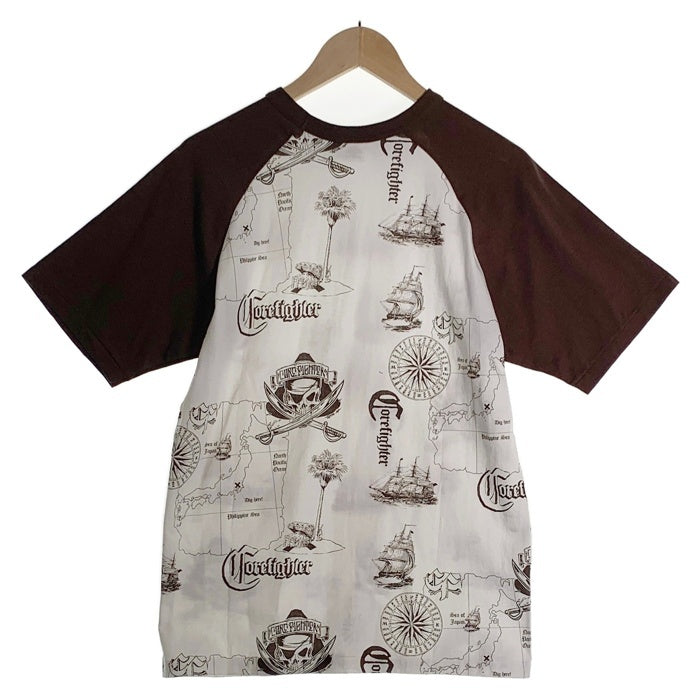 CORE FIGHTER コアファイター ラグランスリーブ マルチプリント Tシャツ ホワイト ブラウン 3 Size M 福生店