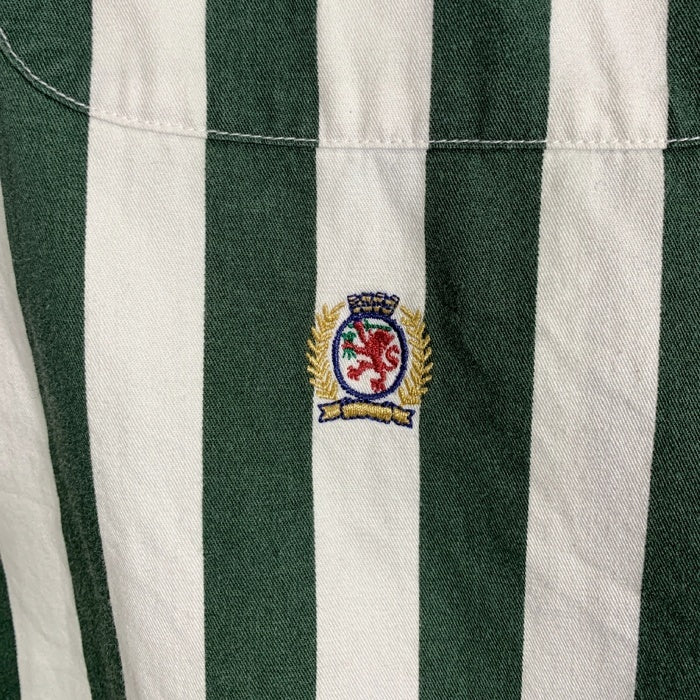 TOMMY HILFIGER トミーヒルフィガー ストライプ ボタンダウンシャツ ホワイト グリーン Size L 福生店