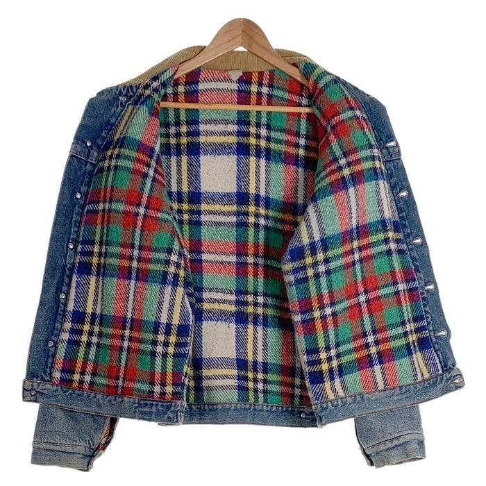 AVIATIC アビアティック デニムジャケット 襟コーデュロイ インディゴ フランネルチェックライナー イタリア製 Size M 福生店