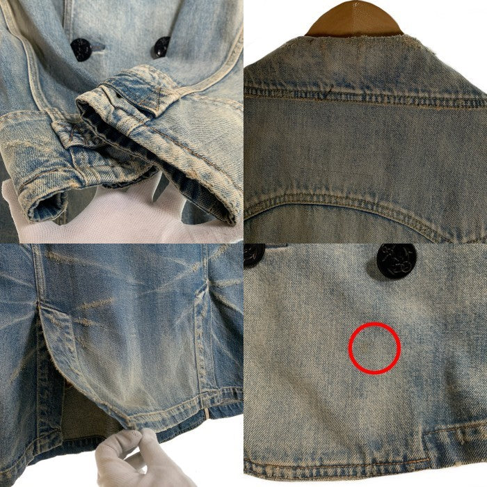 TMT ティーエムティー ダメージ/ウォッシュ加工 デニムピーコート ジャケット インディゴ TUK-F1206 Size L 福生店