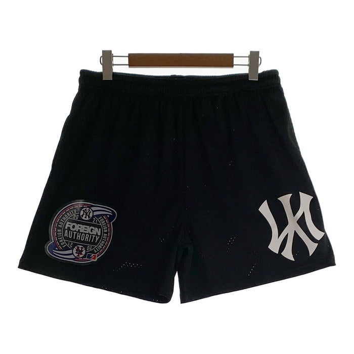 ERN Newyork Yankees ニューヨーク ヤンキース Newyork Mets ニューヨーク メッツ FOREIGN AUTHORITY メッシュ ショーツ ハーフ パンツ ブラック Size L 福生店
