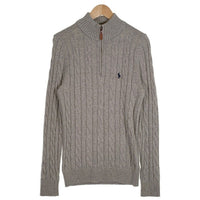 POLO Ralph Lauren ラルフローレン ケーブルニット ウールブレンド クォータージップセーター ライトグレー Size M 福生店