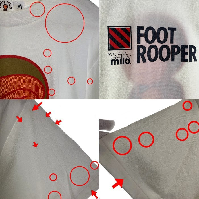 BABY MILO ベビーマイロ アベイシングエイプ FOOT ROOPER プリントTシャツ ホワイト 日本製 デッドストック Size M 福生店