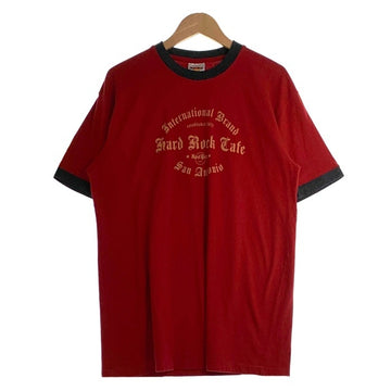 90-00's Hard Rock Cafe ハードロックカフェ プリント リンガーTシャツ レッド ブラック Size L 福生店