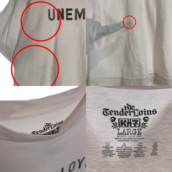 TENDERLOIN テンダーロイン UNEMPLOYED プリント 半袖 Tシャツ ホワイト Size L 福生店