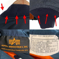 ALPHA アルファ MA-1 フライトジャケット ネイビー IDEALジップ USA製 Size XXL 福生店