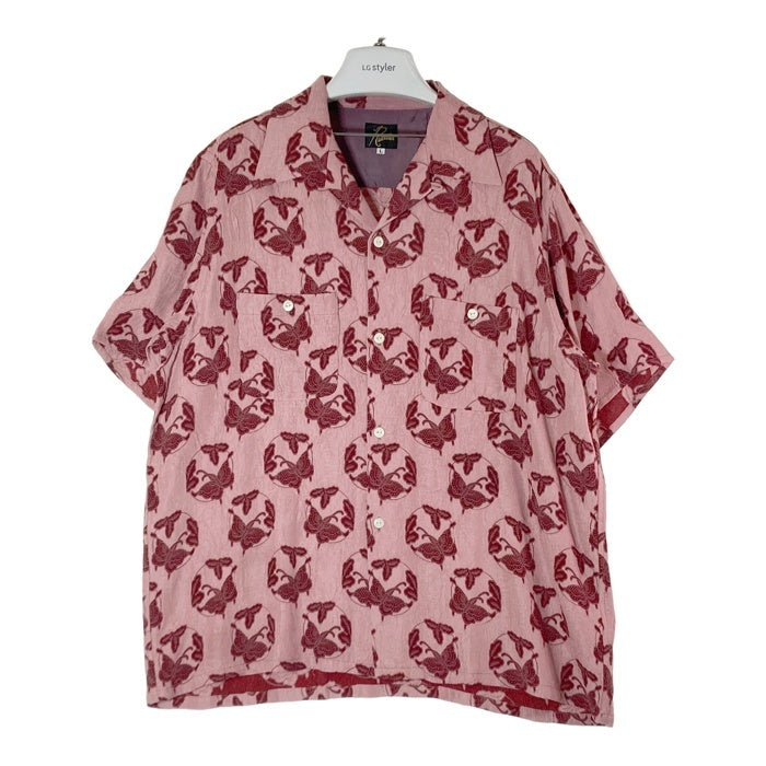 Needles ニードルズ MR240 S/S One-Up Shirt Papillon オープンカラーシャツ パピヨン柄 ジャガード織 ピンク sizeL 瑞穂店