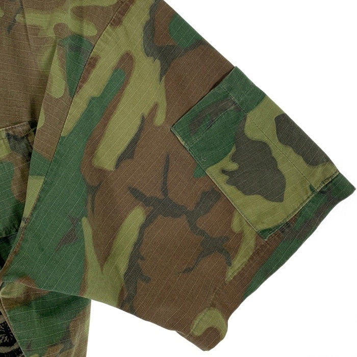 60's U.S.ARMY 米軍 Jungle Fatigue Jacket ジャングルファテイーグジャケット 半袖 シャツ 68年会計 ウッドランドカモ 8415-945-7656 Size M-R 福生店