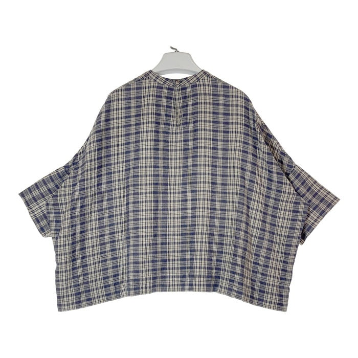 ARTS&SCIENCE アーツアンドサイエンス 0242-L6092-1211 チェック リネンブラウス シャツ プルオーバー ネイビー Size1 瑞穂店