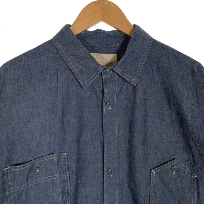 SAKULA サクラ BIG WORK SHIRTS ビッグワークシャツ シャンブレー ガチャポケ ブルー Size 3 福生店