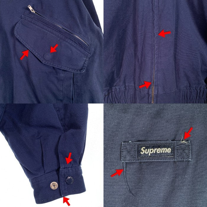 SUPREME シュプリーム 24AW Leather Collar Utility Jacket レザーカラー ユーティリティジャケット ワーク ネイビー 3Mシンサレート Size L 福生店