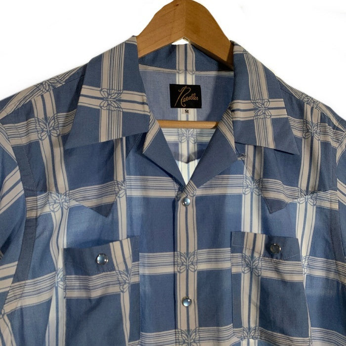 Needles ニードルズ S/S COWBOY ONE-UP SHIRT レーヨン コットン オープンカラー ウエスタンシャツ 半袖 ブルー MR180 福生店