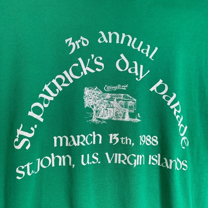 80's St. Patriick's Day 1988 プリントTシャツ グリーン Hanes Size L 福生店
