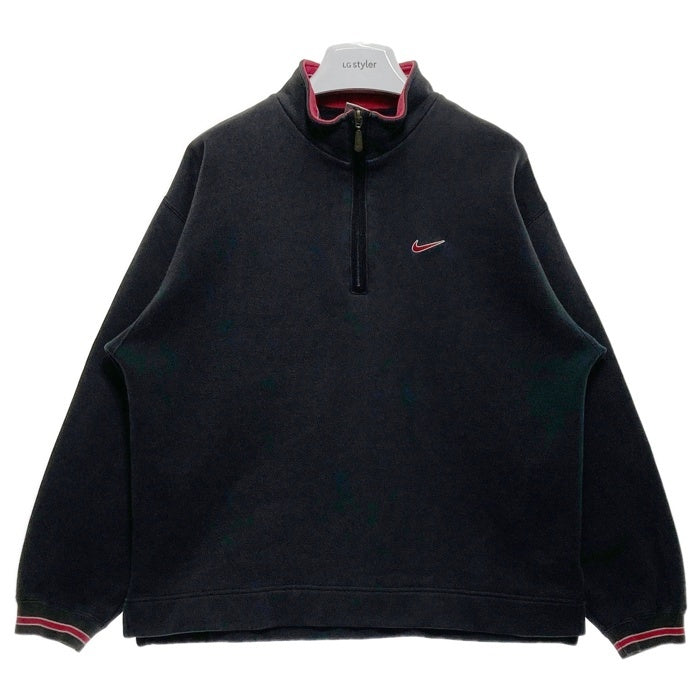 NIKE ナイキ 刺繍ロゴ ハーフジップ スウェット トレーナー ブラック sizeM 瑞穂店