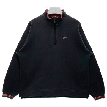 NIKE ナイキ 刺繍ロゴ ハーフジップ スウェット トレーナー ブラック sizeM 瑞穂店