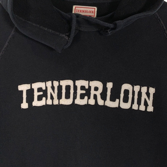 TENDERLOIN テンダーロイン T-PARKA 後付け プルオーバースウェットパーカー ブラック ラグランスリーブ フェルトワッペン Size L 福生店