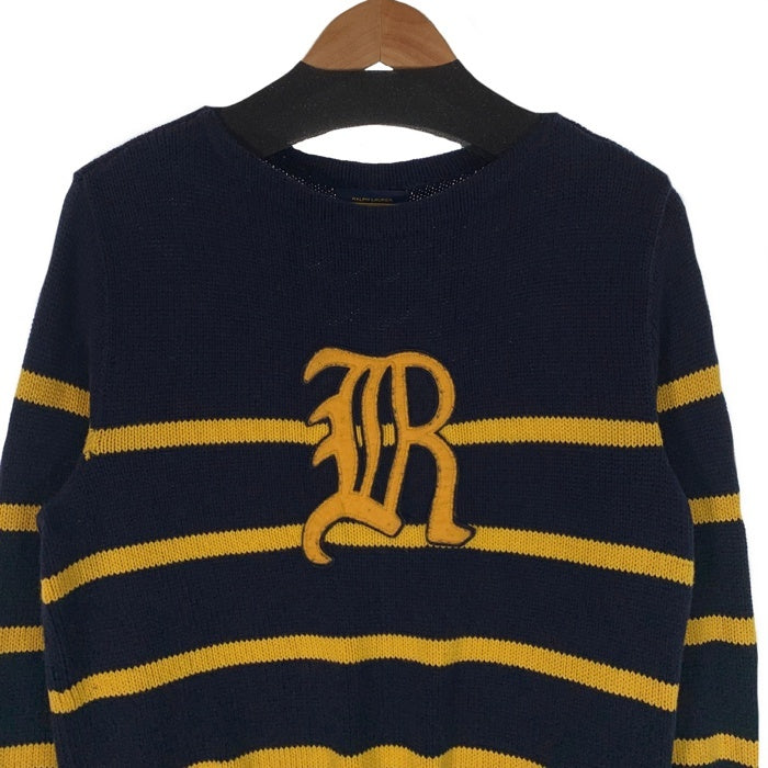 RALPH LAUREN RUGBY ラルフローレンラグビー ボーダーフェルトワッペン コットンセーター ネイビー イエロー Size S 福生店