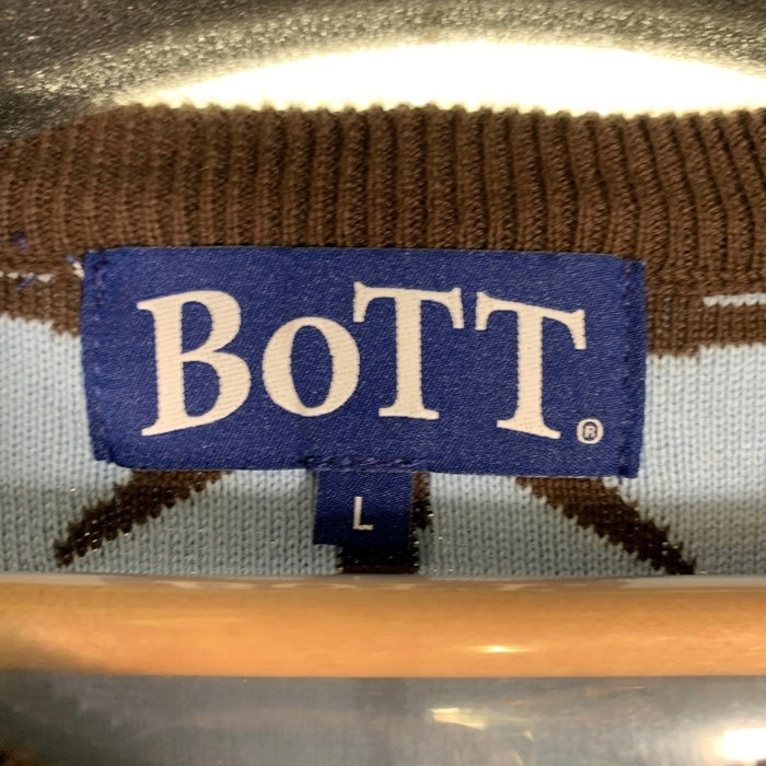 BoTT ボット Spakle Jacquard Knit Sweater スパークル ジャカードニット コットンセーター 総柄 ブラウン 253BoTT26 Size L 福生店
