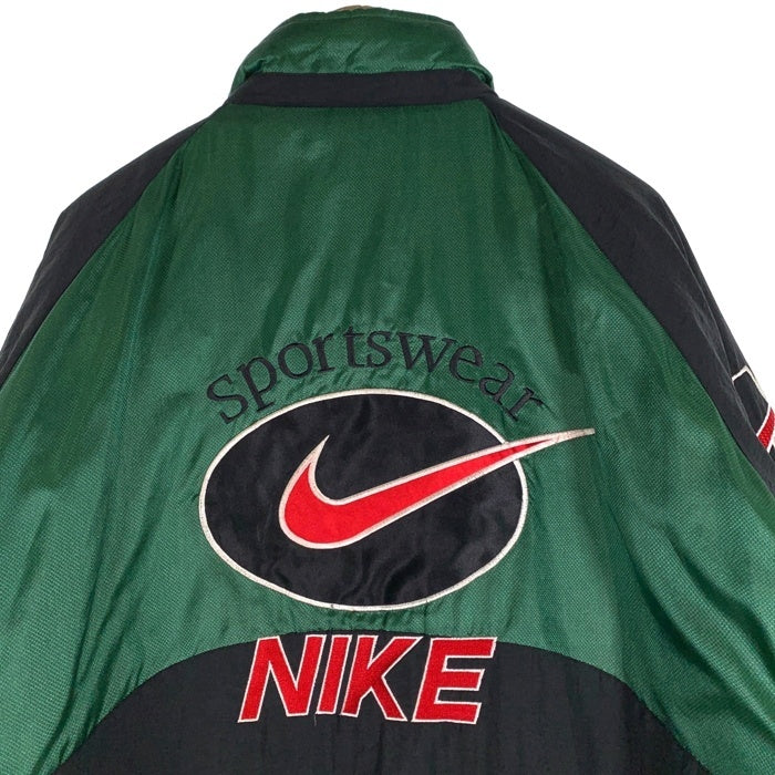 90's NIKE ナイキ Quilted Nylon Sports Jacket 中綿 ナイロンジャケット グリーン ブラック ホワイト USA製 Size XL 福生店