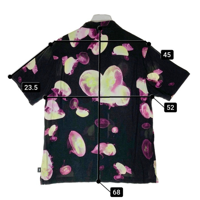 STUSSY ステューシー JELLY FISH PRINTED SHIRT クラゲプリント オープンカラーシャツ ブラック sizeM 瑞穂店