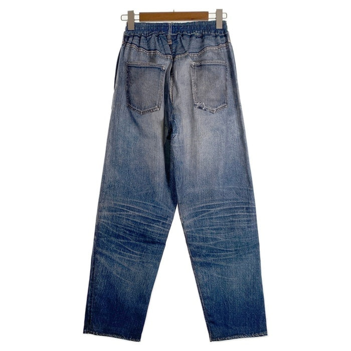 US アス Fake Vintage Denim Easy Pants フェイクヴィンテージデニム イージーパンツ 転写プリント インディゴ ライトブルー Size F 福生店