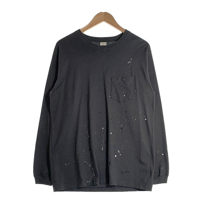 NUMBER (N)INE ナンバーナイン HAND PAINTED BASIC HEM PRINTED POCKET L/S T-SHIRT ハンドペイント ベーシックワンポイント ロゴプリント ポケット 長袖 Tシャツ ロンT チャコール Size L 福生店