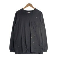 NUMBER (N)INE ナンバーナイン HAND PAINTED BASIC HEM PRINTED POCKET L/S T-SHIRT ハンドペイント ベーシックワンポイント ロゴプリント ポケット 長袖 Tシャツ ロンT チャコール Size L 福生店