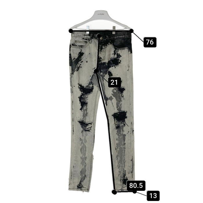 mnml ミニマル 裾ジップ ブリーチ ダメージデニム ブラック size28 瑞穂店