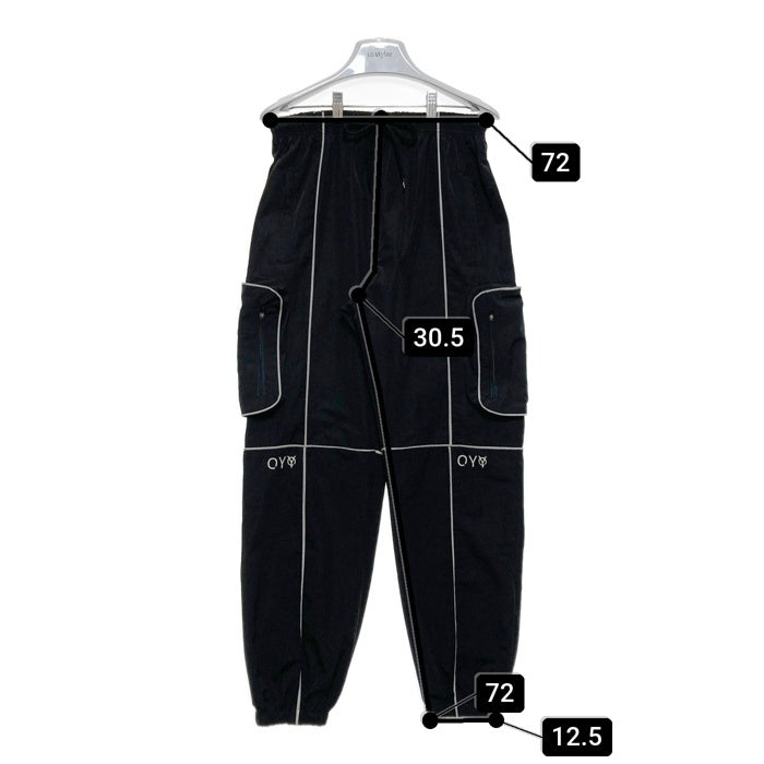 OY オーワイ カーゴ ジョガーパンツ リフレクターパイピング ブラック Size S 相当 瑞穂店