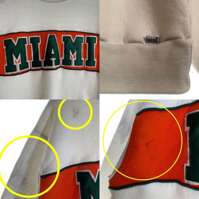 RUSSELL ATHLETIC ラッセルアスレチック MIAMI クルーネックスウェット ホワイト オレンジ グリーン USA製 Size XL 福生店