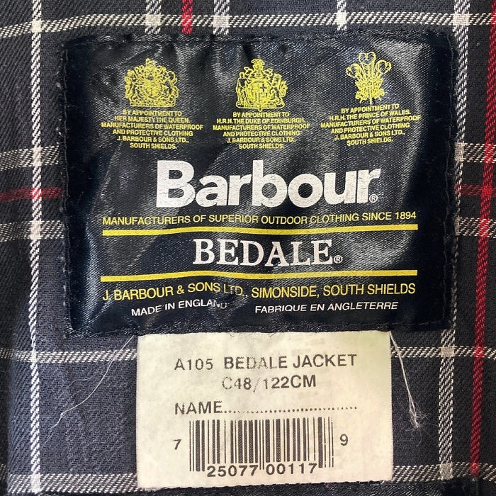 Barbour バブアー BEDALE ビデイル オイルドジャケット 3ワラント ネイビー size48 瑞穂店