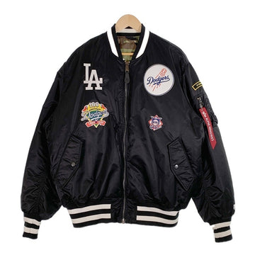 ALPHA アルファ New Era MLB LA Dodgers ニューエラ ロサンゼルスドジャース MA-1 フライトジャケット リバーシブル ブラック カモフラージュ Size 2XL 福生店