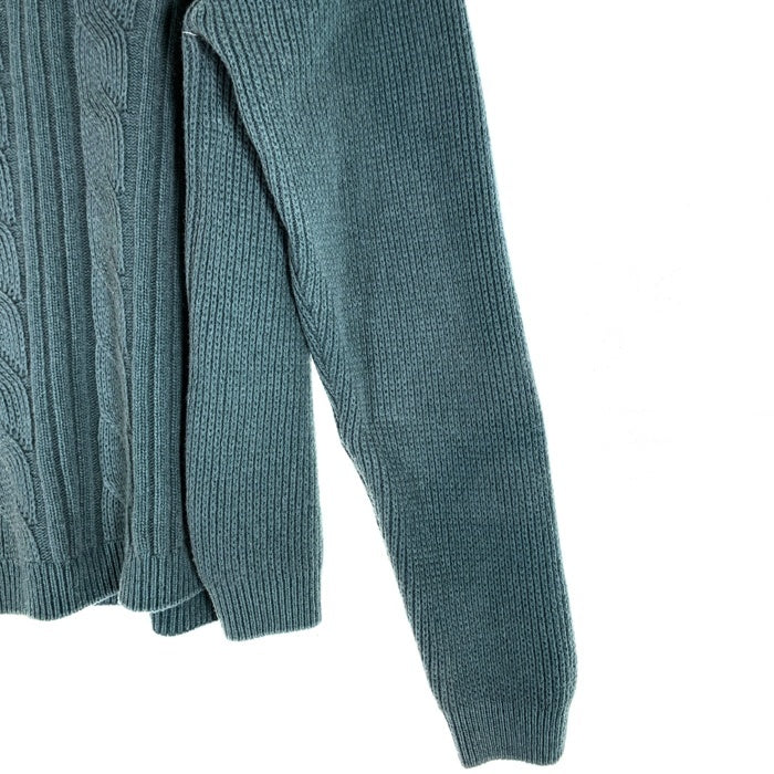 ARMANI JEANS アルマーニジーンズ ウール ポリエステル ケーブルニットセーター クルーネック ラグラン グリーン イタリア製 Size L 福生店