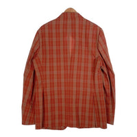 ETRO エトロ シアサッカー 2B テーラードジャケット チェック柄 オレンジ シルク ウール 161-11889-1222 Size 52 福生店