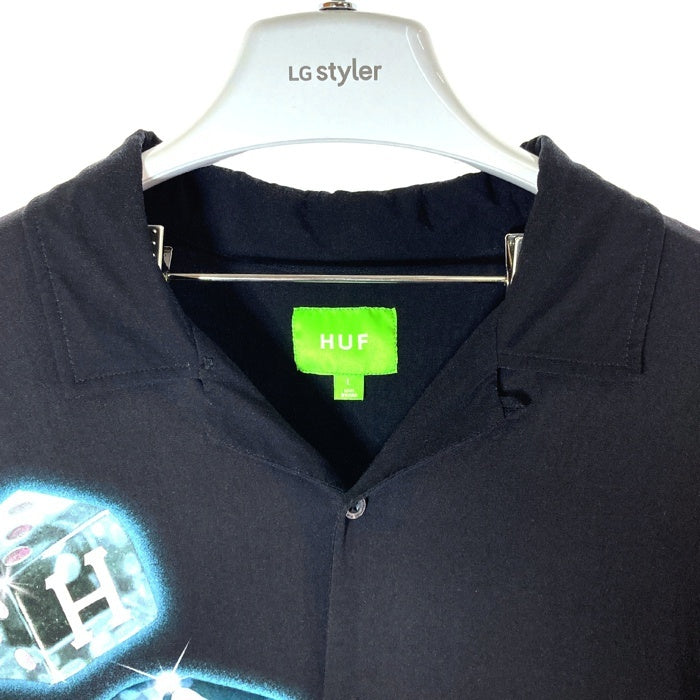 HUF ハフ アイスダイス オープンカラーシャツ ブラック sizeL 瑞穂店