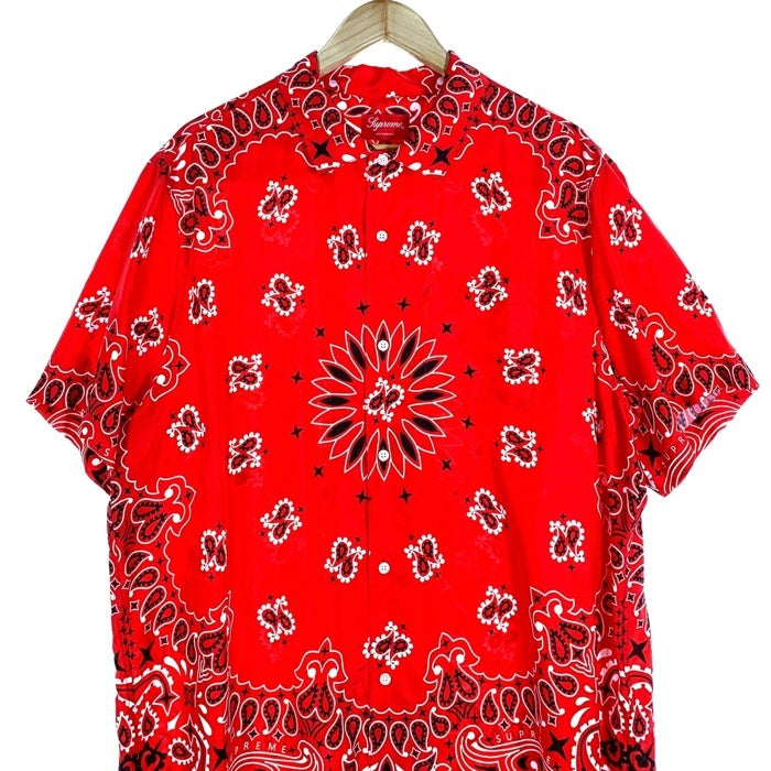 SUPREME シュプリーム 21SS Bandana Silk S/S Shirt バンダナ シルク ショートスリーブシャツ オープンカラー レッド Size XL 福生店