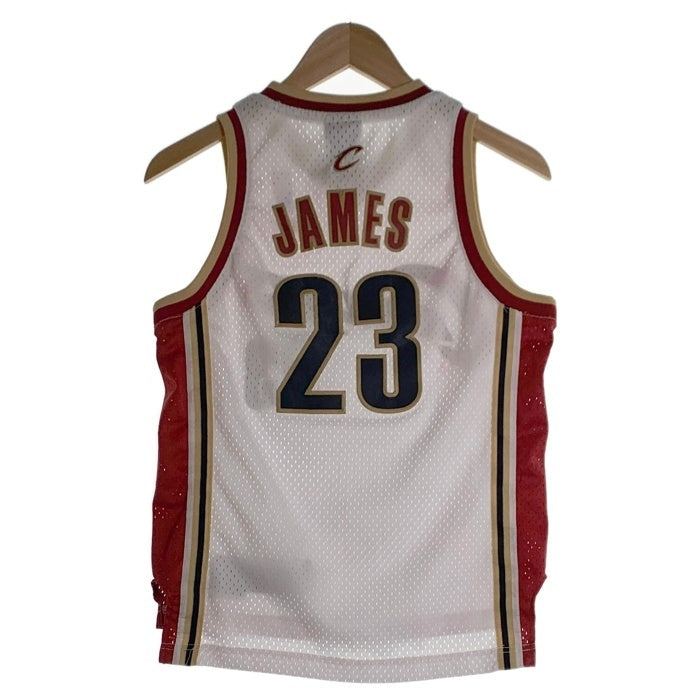 Reebok リーボック NBA Cleveland Cavaliers クリーブランド キャバリアーズ 23 LeBron James レブロン ジェームス ゲームシャツ ユニフォーム ホワイト ゴールド レッド Size M 福生店