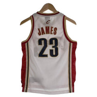 Reebok リーボック NBA Cleveland Cavaliers クリーブランド キャバリアーズ 23 LeBron James レブロン ジェームス ゲームシャツ ユニフォーム ホワイト ゴールド レッド Size M 福生店