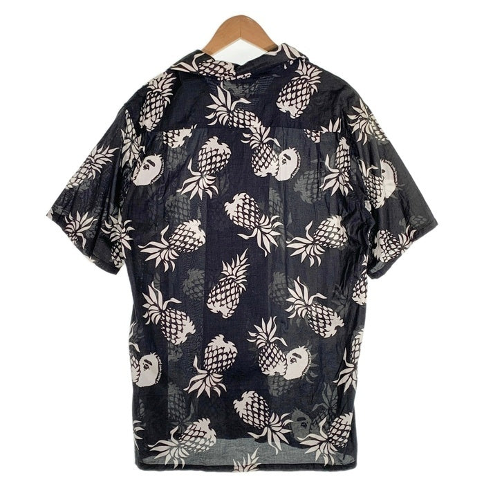 A BATHING APE アベイシングエイプ コットン ハワイアンシャツ オープンカラー ブラック Size XL 福生店