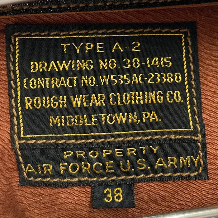 RAINBOW COUNTRY レインボーカントリー 30-1415 A-2 ROUGH WEAR ラフウェア 実名復刻 MIDDLETOWN,PA. レザー フライト ジャケット ダークシールブラウン  size38 瑞穂店