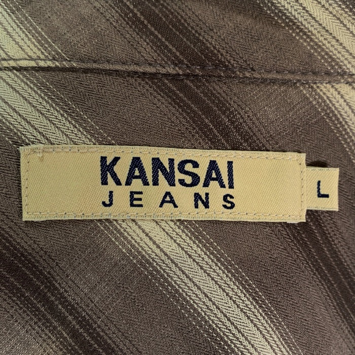 KANSAI JEANS カンサイジーンズ ジップアップ ストライプシャツ ウエスタンヨーク ブラウン Size L 福生店