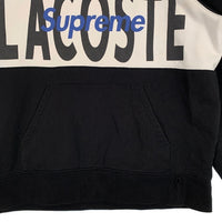 SUPREME シュプリーム 19AW LACOSTE ラコステ Logo Panel Hooded Sweatshirt ロゴパネル プルオーバースウェットパーカー ブラック Size S 福生店