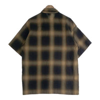 CALTOP キャルトップ アクリル 半袖 オンブレ チェック シャツ ベージュ ブラック USA製 Size L 福生店