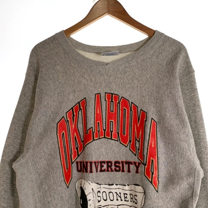 80's Hanes ヘインズ OKLAHOMA SOONERS オクラホマ スーナーズ クルーネックスウェット グレー USA製 Size L 福生店