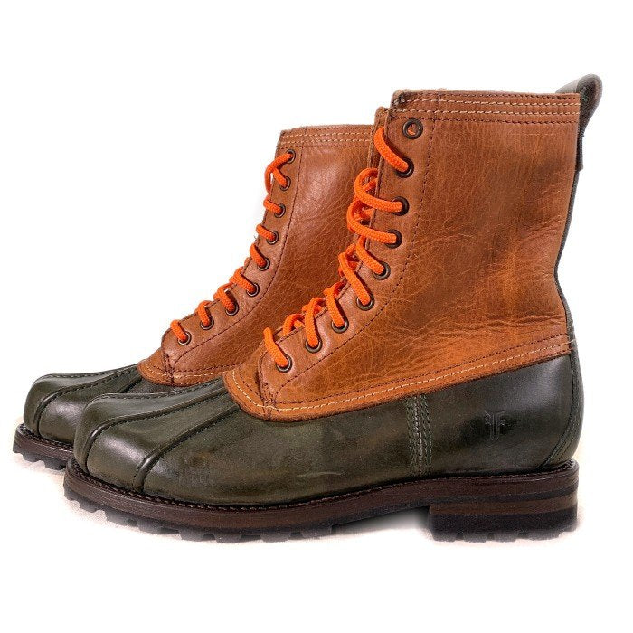 FRYE フライ DUCK BOOTS オールレザー ダックブーツ ブラウン グリーン 内ファー 3487131 Size US 8 1/2D (26.5cm) 福生店