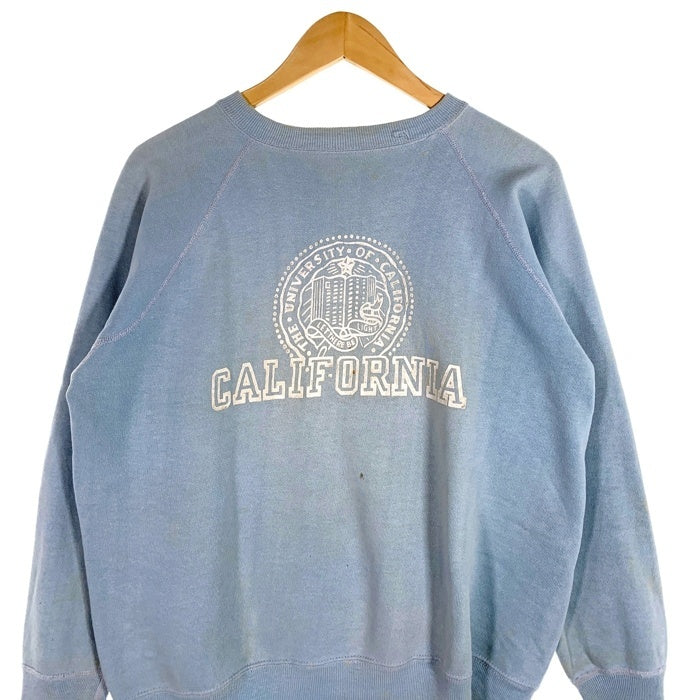 60's CALIFORNIA カリフォルニア カレッジプリント ラグランスリーブ スウェットトレーナー ライトブルー Size M 相当 福生店