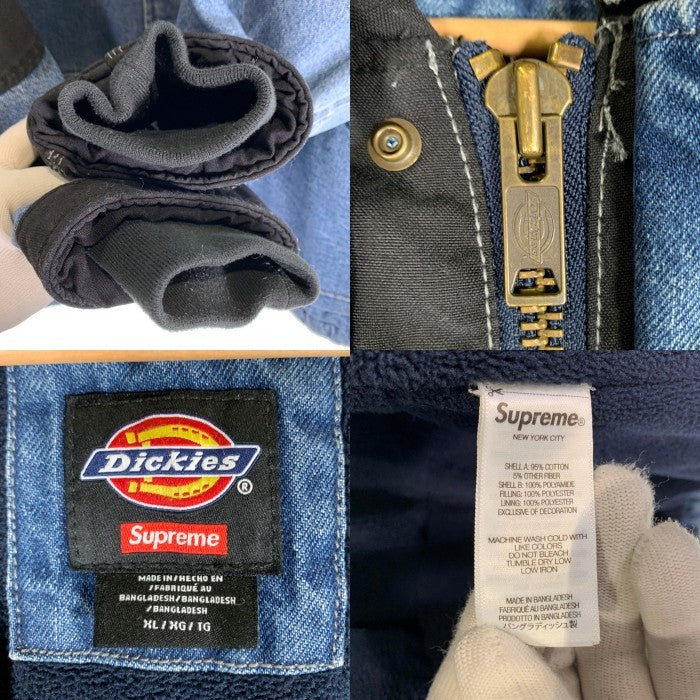 SUPREME シュプリーム 25AW Dickies ディッキーズ Cordura Hooded Work Jacket コーデュラフーデッドワークジャケット デニム ナイロン切替 ブラック ライトブルー Size XL 福生店