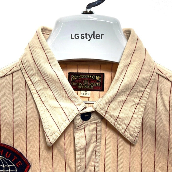 BUZZ RICKSONS バズリクソンズ ストライプ ワークシャツ 半袖 生成り Size 15-15 1/2 瑞穂店